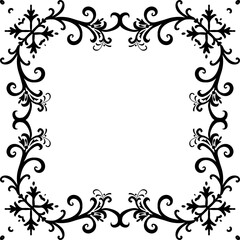 Decorative snowflakes ornament frame border