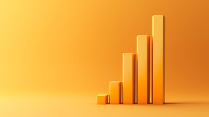 Graph depicting growth with orange bars on a vibrant background.