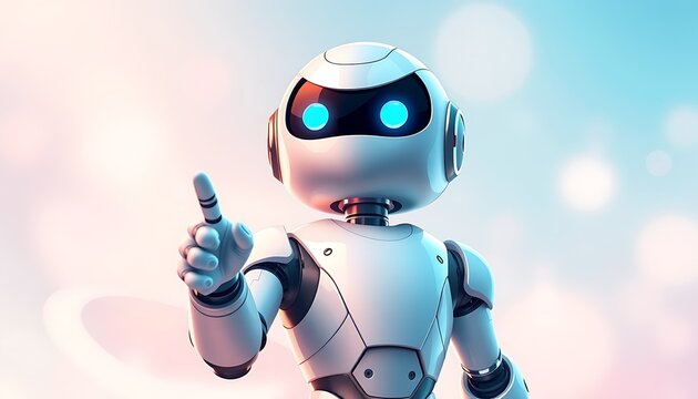 A Cute AI Robot Highlighting Space for Your Message