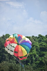 Colorful Parachute Near Sea Beach for Parasailing