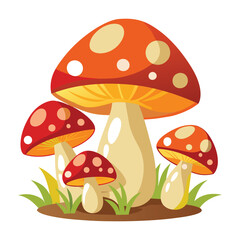 vector a clear a cluster of mushrooms with layered