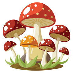 vector a clear a cluster of mushrooms with layered