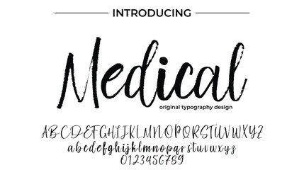 Medical Font Stylish brush painted an uppercase vector letters, alphabet, typeface
