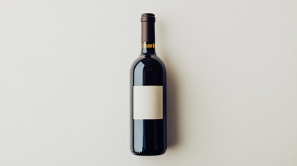 Wine bottle resting against a plain white background, showcasing elegance and simplicity, ideal for stock photos.
