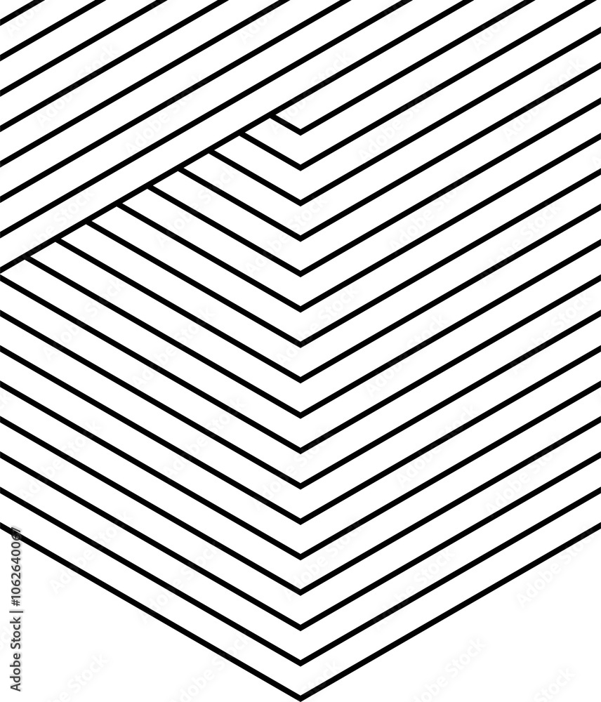 Poster abstract geometric lines stripes. black and white geometric pattern, optical illusion zigzag effect.