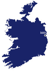 Fototapeta premium silhouette map of ireland with country capitals