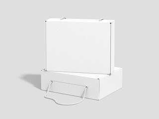 3D Rendering of Realistic Stacked Empty White Mailer box Mockup