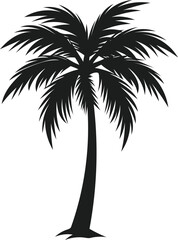 Obraz premium Simple Palm Tree Silhouette Vector – Tropical Black and White Illustration for Beach, Summer, and Travel Designs