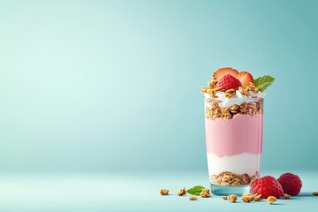 Fresh Fruit Yogurt Parfait with Granola and Berries