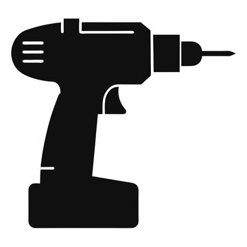 recommend clip art: drill vector silhouette black illustration a power tool on white background