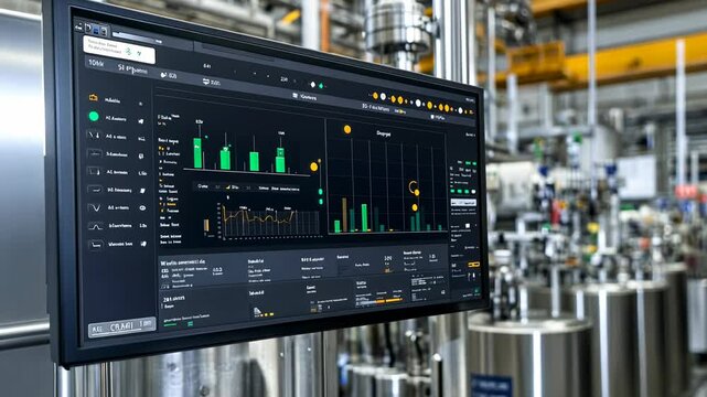 Industrial Automation and Control System Display, monitor, screen, data, graphs, charts