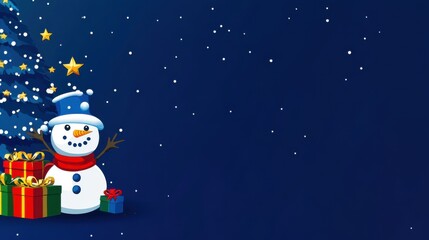 Naklejka premium Christmas Snowman Greeting Card