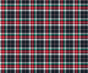 Plaid fabric pattern, navy, red, green, white, seamless modern luxury for textile and design clothes skirt pants apron tablecloth blanket or decoration. Vector illustration.