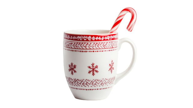 Warm holiday cheer, a festive mug with candy cane for christmas and winter comfort