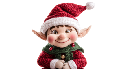 Whimsical christmas elf illustration, festive red hat and green scarf perfect for holiday designs storybook projects