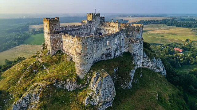 Majestic Medieval Castle on a Hilltop, fortress, historic, ancient, architecture, stone