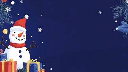 Naklejka premium Christmas Snowman Greeting Card