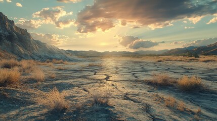 The picture of drought disaster, desertification of the land and climate change, lack of rainfall, drought and global warming.