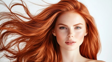 Fototapeta premium Glamorous Woman with Wavy Copper Hair