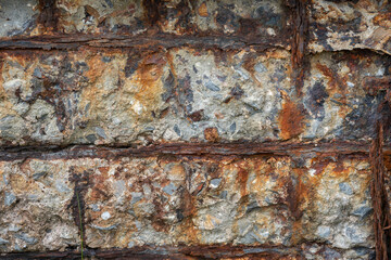 Corrosion damage on a concrete.
