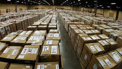 Warehouse Storage Boxes, cardboard, brown, stacked, organized, pallets