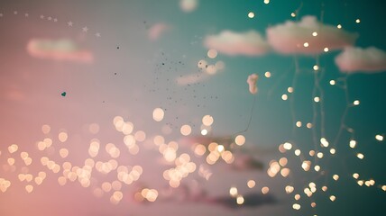 Abstract Bokeh Background with Stars, Hearts, and Lights
