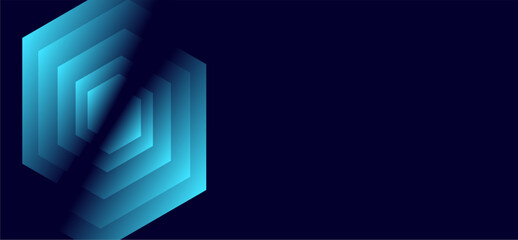 Fototapeta premium Abstract blue hexagon pattern on dark background.