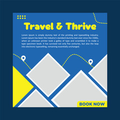 social media post vector template with Travel and tourism design