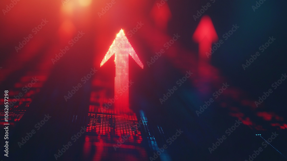 Poster digital arrows symbolizing progress and growth in a futuristic technology environment