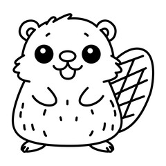 cute beaver wild animal cartoon doodle hand drawn vector illustration template design