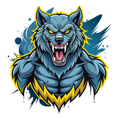 aggressive grey wolf head mascot logo