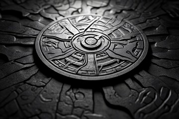 Naklejka premium Gothic-inspired map with dark lines spreading across ancient lands, capturing the intense and mysterious atmosphere of medieval exploration, symbolizing mystery and discovery