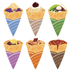 紙に巻かれたデザート系クレープセット3