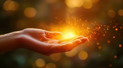 A pair of human hands hovering over a patient s body emitting a glowing ethereal energy as part of a natural healing reiki practice  The luminous light represents the flow of spiritual