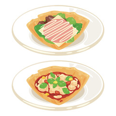 皿に盛られたおかず系クレープセット1