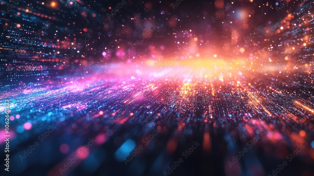 Aufkleber ai word in electronic stream of data and colorful light spread copyspace banner background