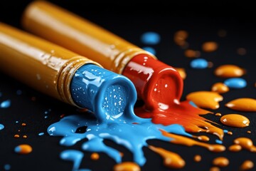 Obraz premium Outline of paint spreading across a blank canvas, capturing the simplicity and freedom of creative expression, symbolizing openness and creativity