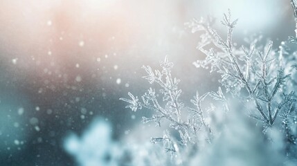 Elegant snowflake overlay on blurred icy background, blank area for text