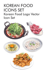 Korean food logo vector icon set 