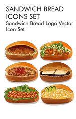 Sandwich bread logo vector icon set 