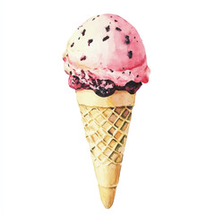  Ice cream watercolor clipart illustration