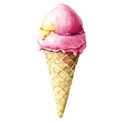  Ice cream watercolor clipart illustration