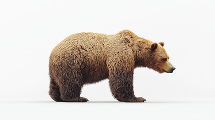 Obraz premium Realistic brown bear isolated on a white background