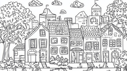 Use bold, clear outlines to make coloring easy, with distinct objects and a mix of large and small sections to suit different ages and skill levels.