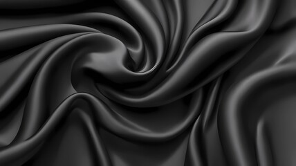 Obraz premium Processed collage of smooth elegant wavy deep black silk cloth fabric material texture. Background for banner, backdrop or texture for 3D mapping