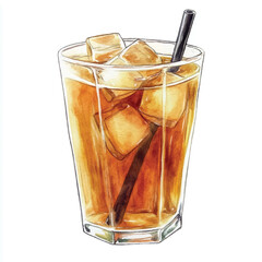 Ice tea watercolor clipart illustration