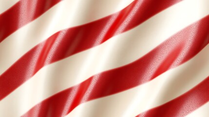 Diagonal stripes in red and white with a modern candy cane theme, arranged on a soft cream-colored background. Crisp, high-definition finish with a slight sheen, minimalist and festive.