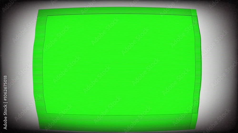 Poster old style television or computer screen with green frames in motion