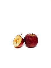 Close up of fresh apple with slices on isolated white background