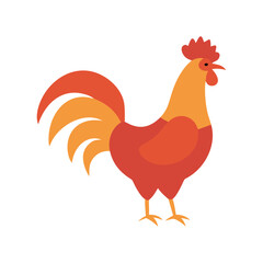 Rooster Coloring Page For Kids Printable. Rooster Cartoon Illustration Vector Design On White Background